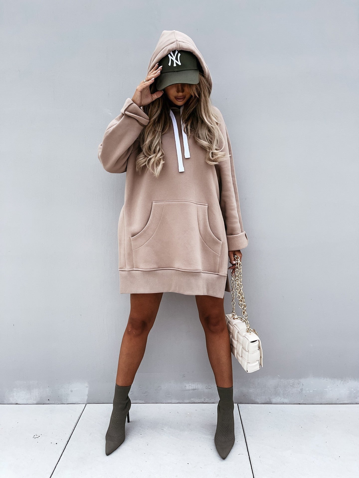 Long Sleeve Solid Color Pullover Hoodie For Women