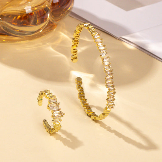2pcs Women's Cubic Zirconia Decorative Wristband