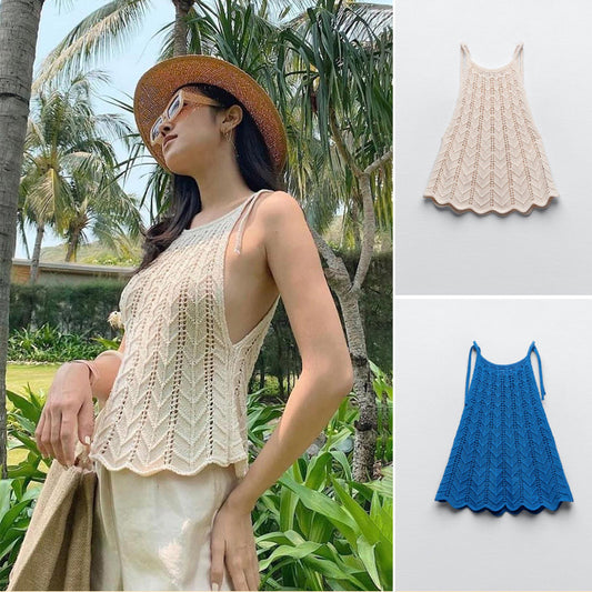 European Hollow Knitted Top