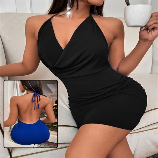 Ladies Backless Halter Dress