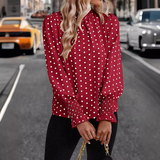 Polka Dot Puff Sleeve Shirt