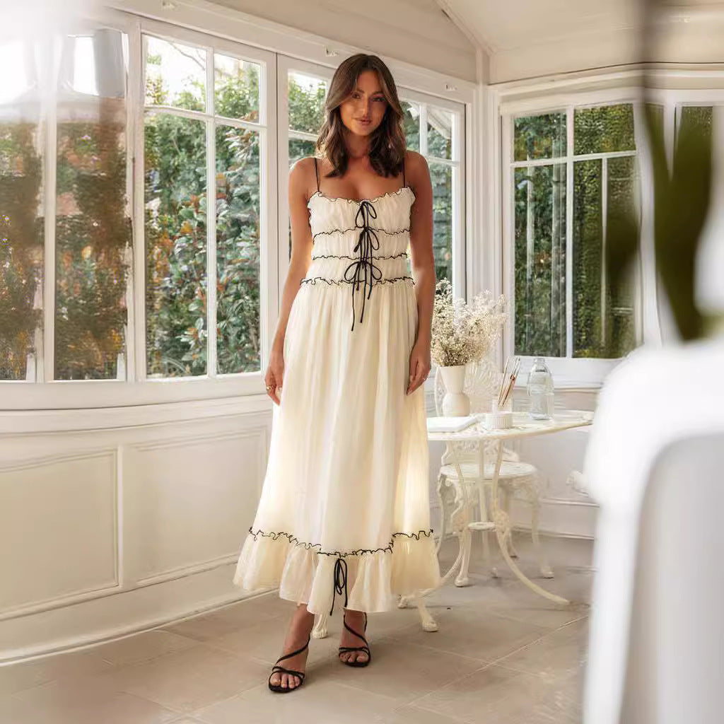 Pleated Spaghetti Maxi Dresses