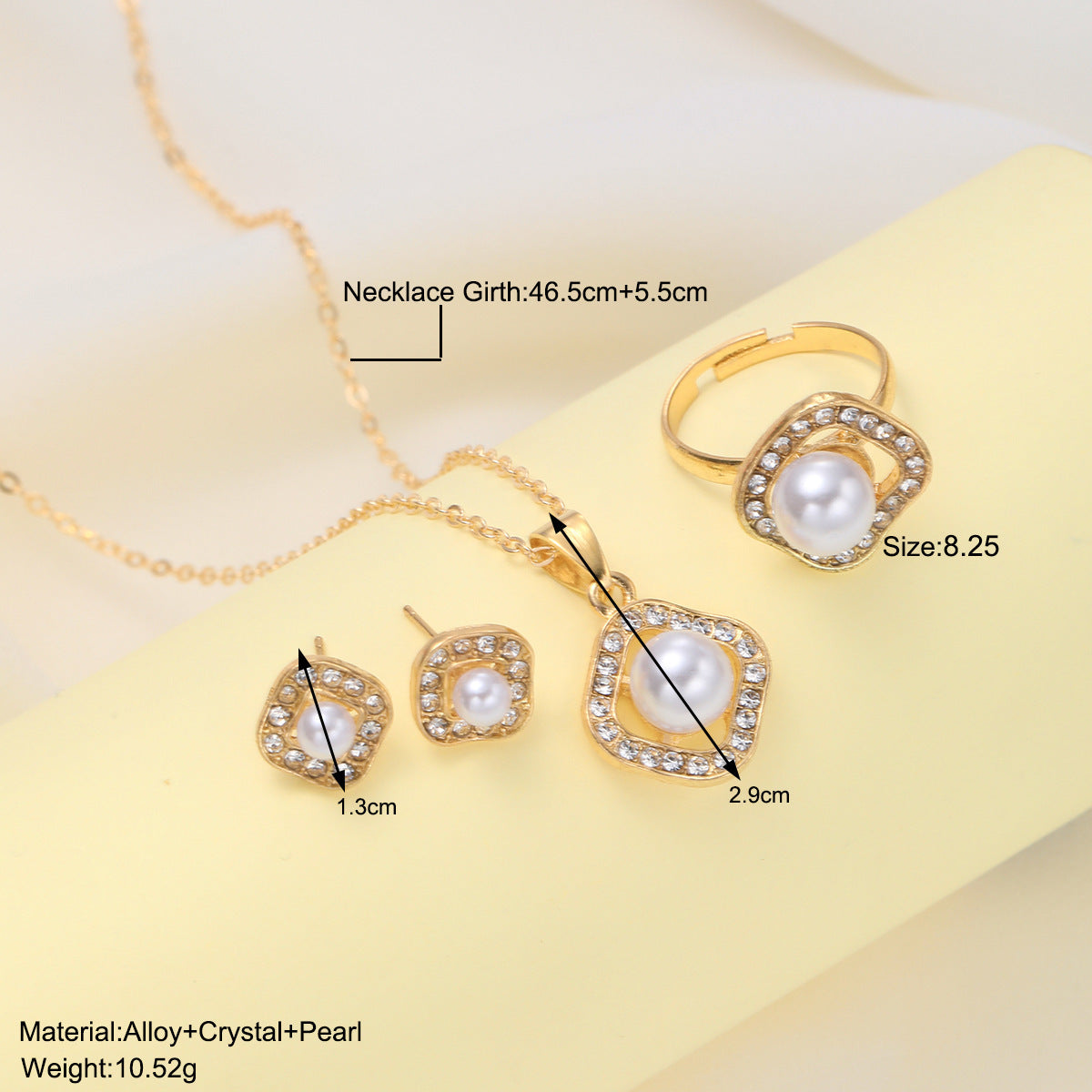 Rhinestone Pearl Necklace Set