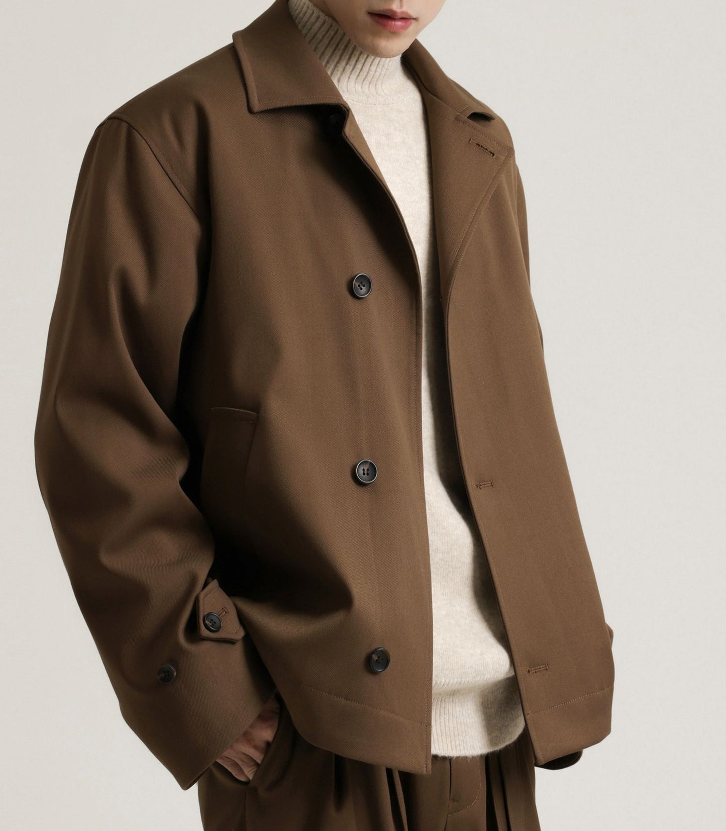 Men's Twill Blended Turn-down Collar Coat