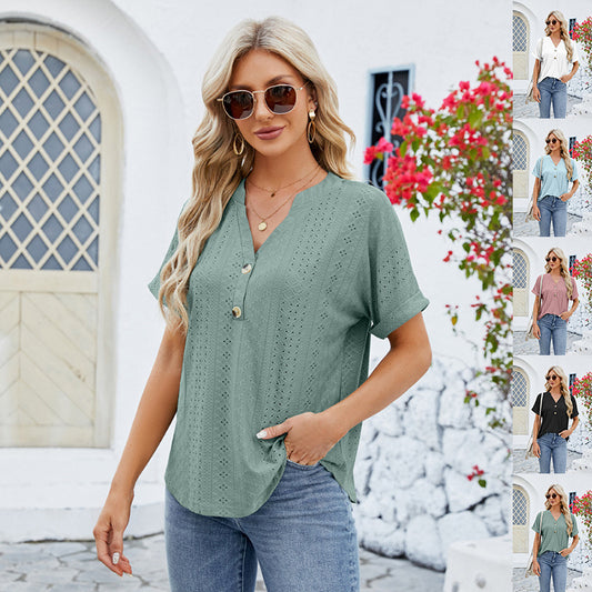 Women's Button Hollow T-shirt