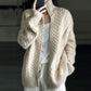Thick Cashmere High Neck Zipper Cardigan For Women