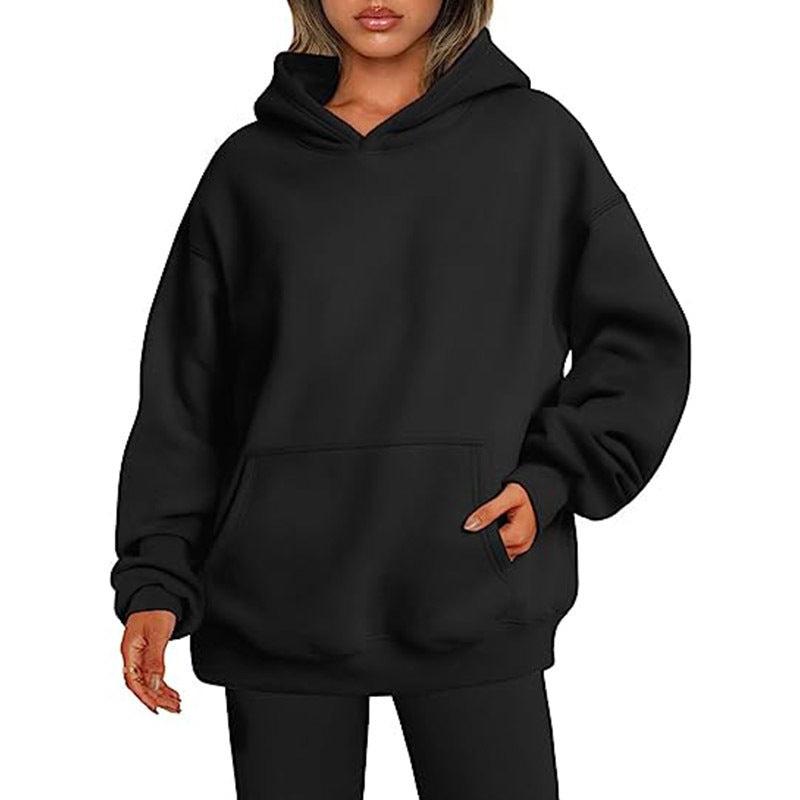 Solid Color Oversized Hoodie For Women