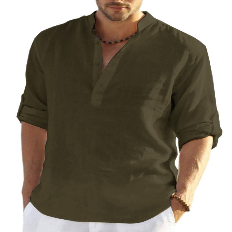Men's Casual Cotton/Linen Blend Sports Shirt