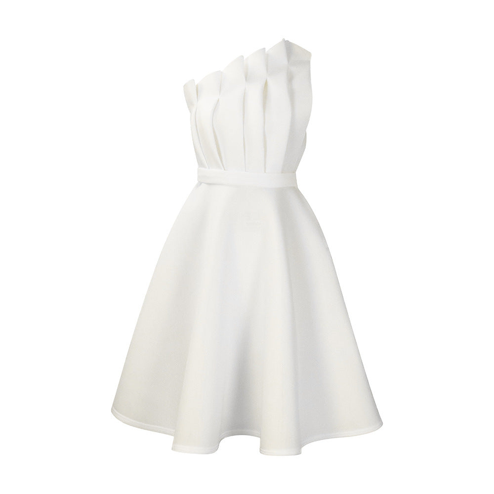 Women's One-shoulder Ruffles Dress
