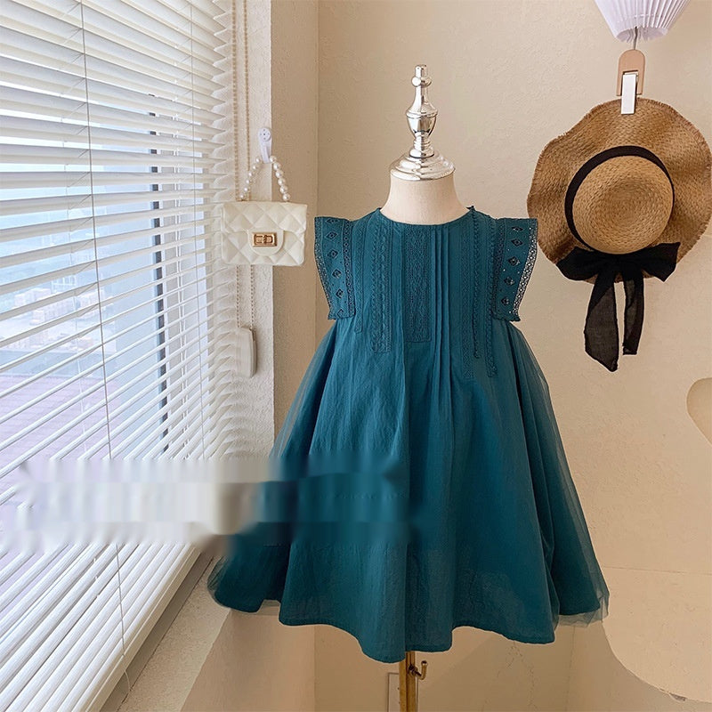 Girls' Sleeveless Lace Vest Dress