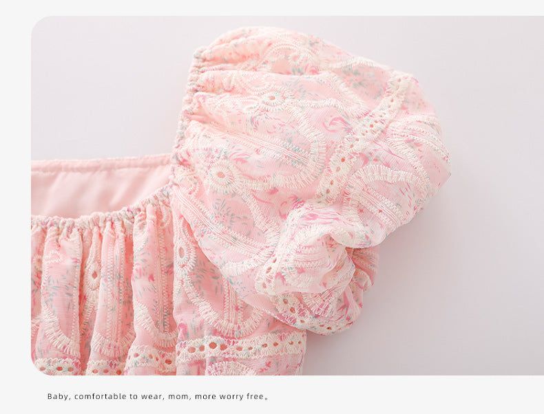 Girls' Floral Embroidery Dress