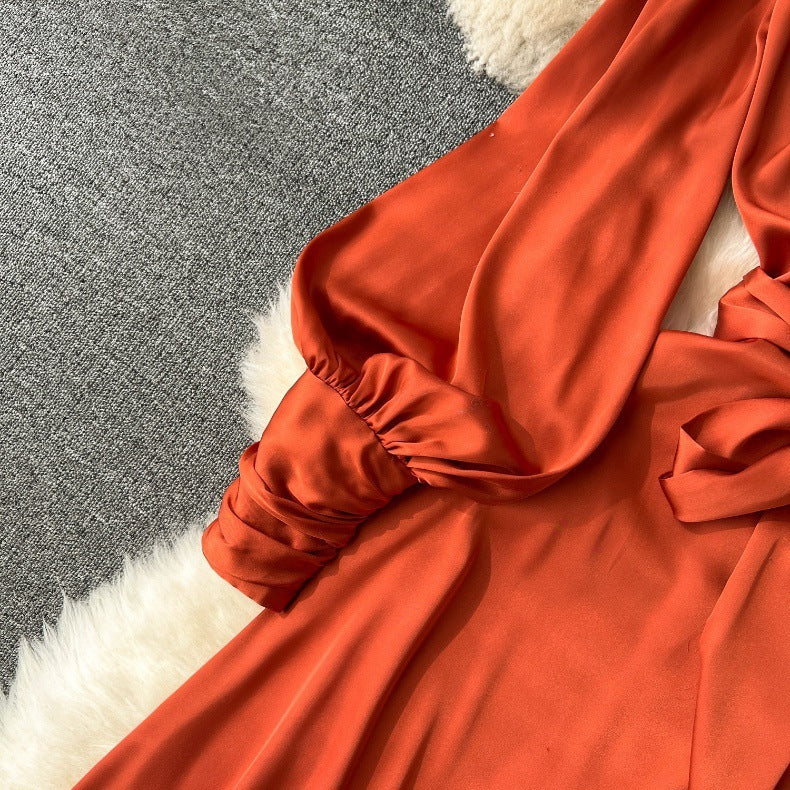 Ladies Long Sleeve Ruffles Dress