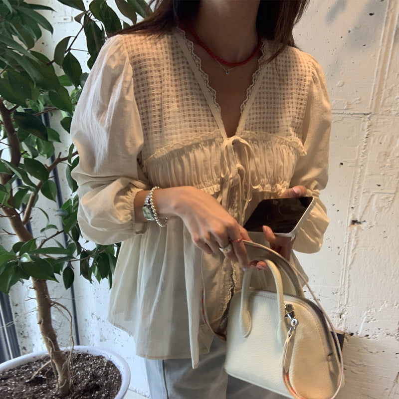 Women's Retro V-neck Loose Shirt