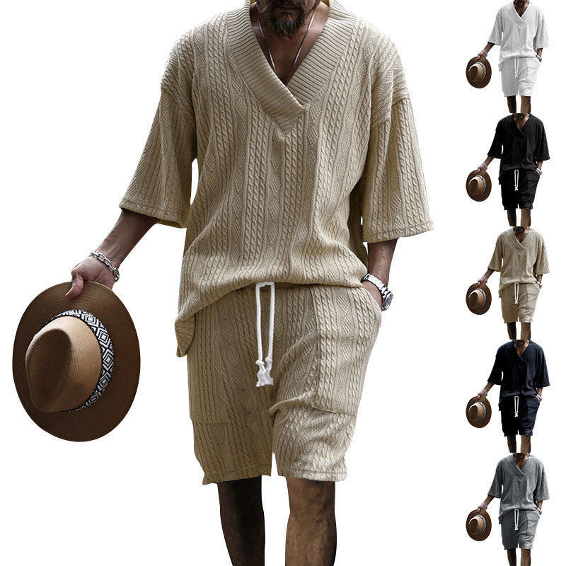 Men's  Jacquard Knitwear Shorts Set