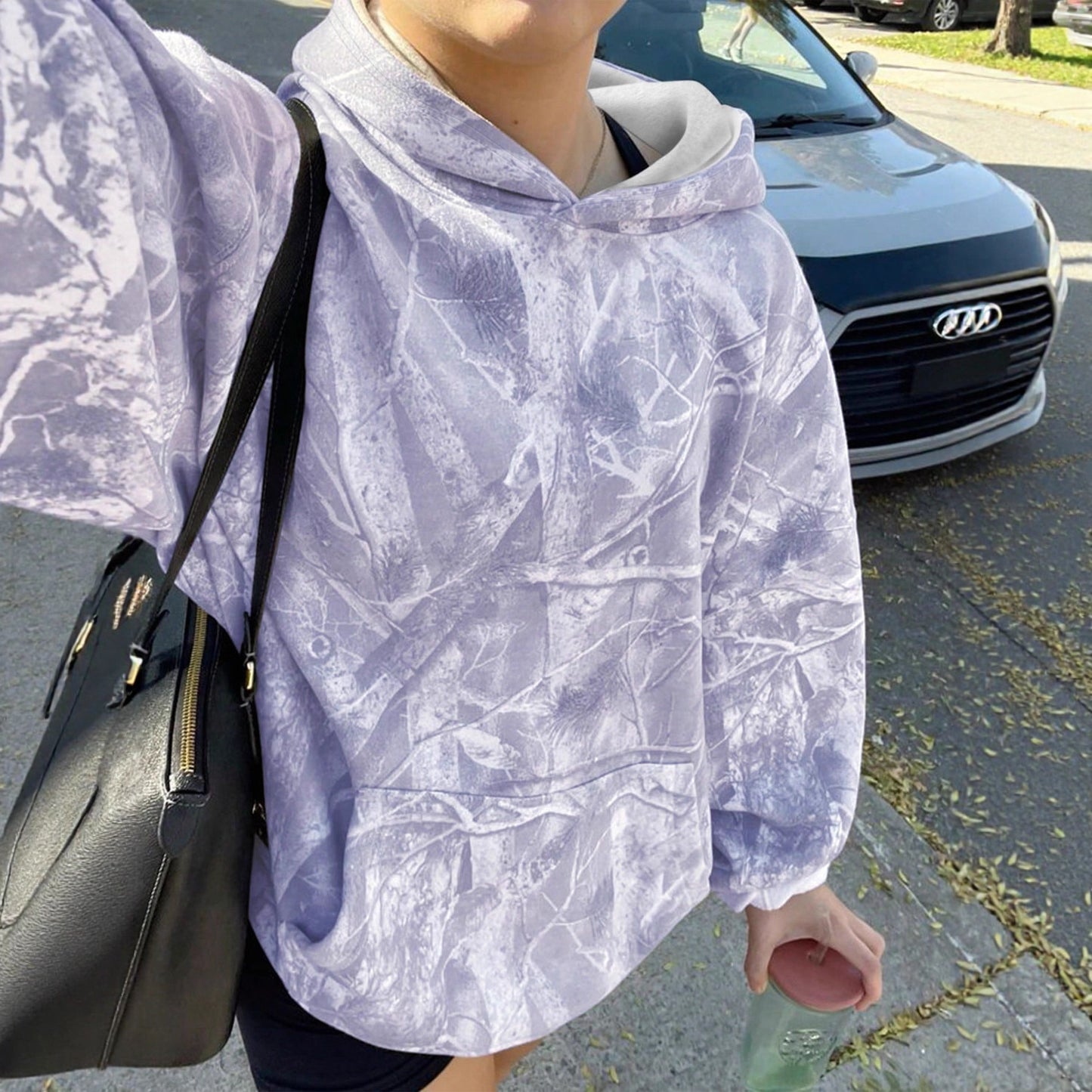 Long Sleeve Jungle Maple Leaf Design Hoodie For Women