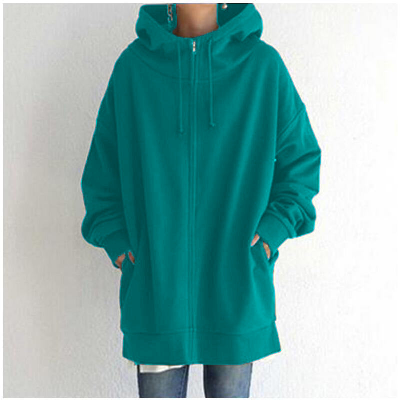 Oversized Long Sleeve Zipper Hoodie For Women