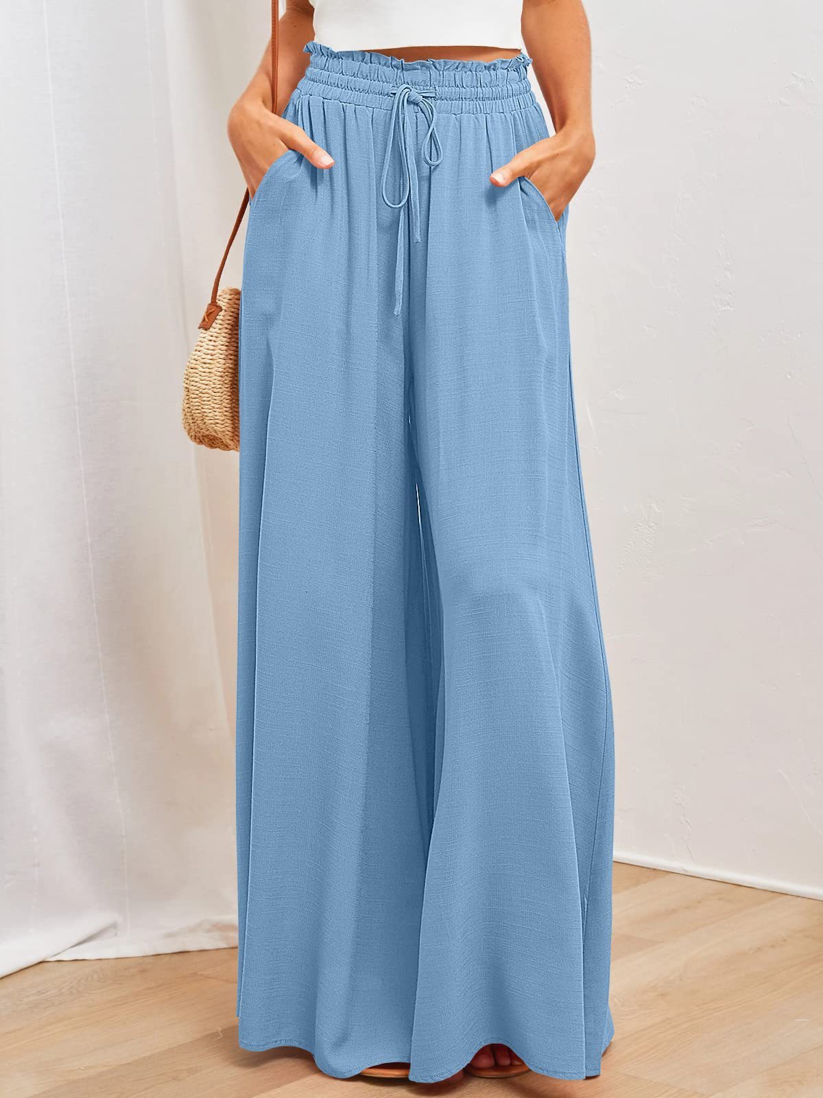 Womens Wide Leg Pocket Pants