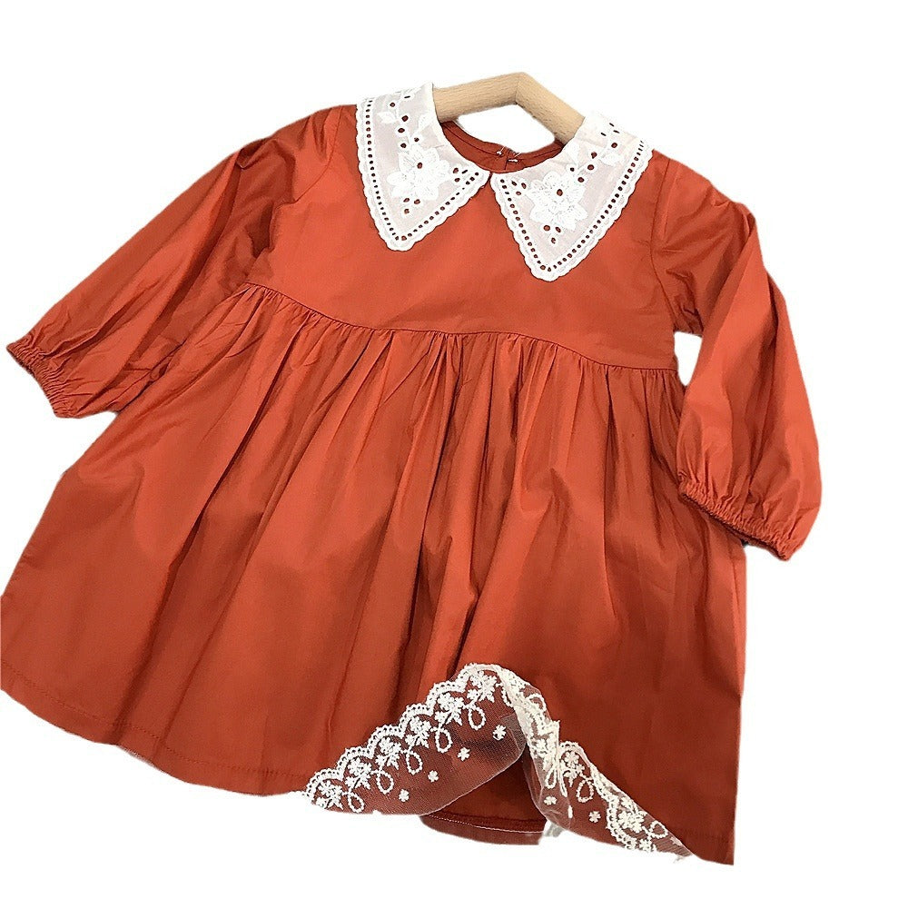 Girls' Lace Collar Cotton Dress