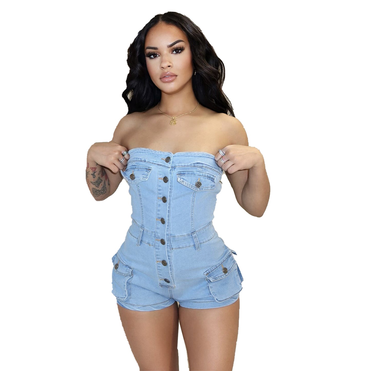 Denim Tube Top Jumper