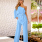 Women's One-shoulder Sleeve Jumpsuit Slim Trousers