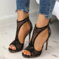 Lace Zipper Stiletto Heel Sandals