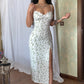 Lace Floral Mid Calf Dress