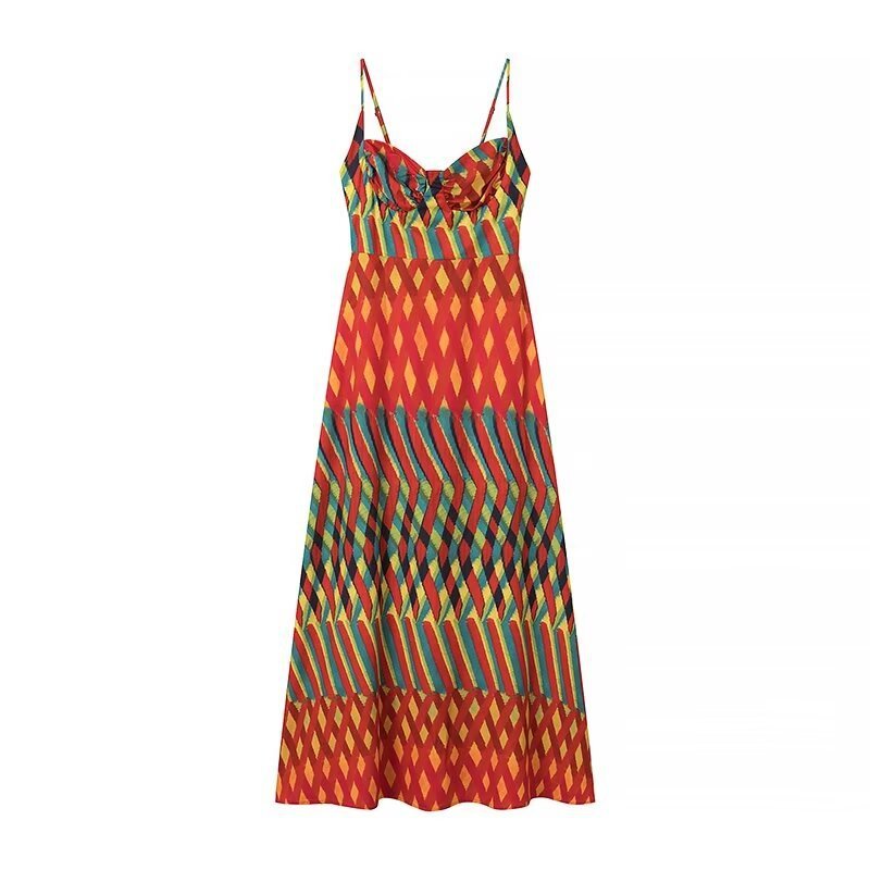 Abstract Suspender Dress
