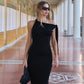 One-shoulder Ribbon Long Evening Dress