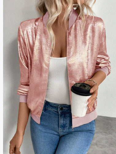 Slim Fit Slimming Casual Zip Jacket Top