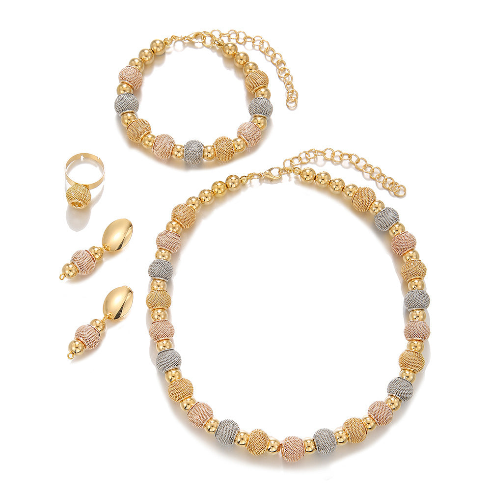 5Pcs Metallic Beaded Necklaces Set
