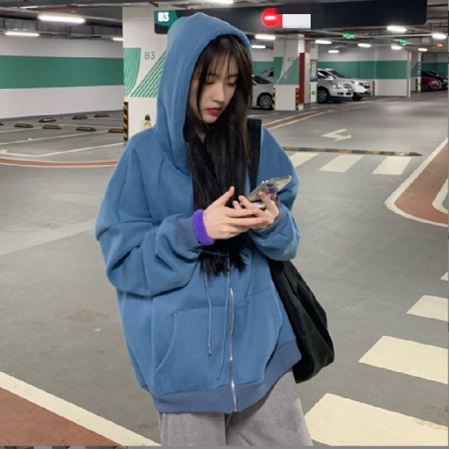 Loose Thickened Plus Fleece Hoodie For Women