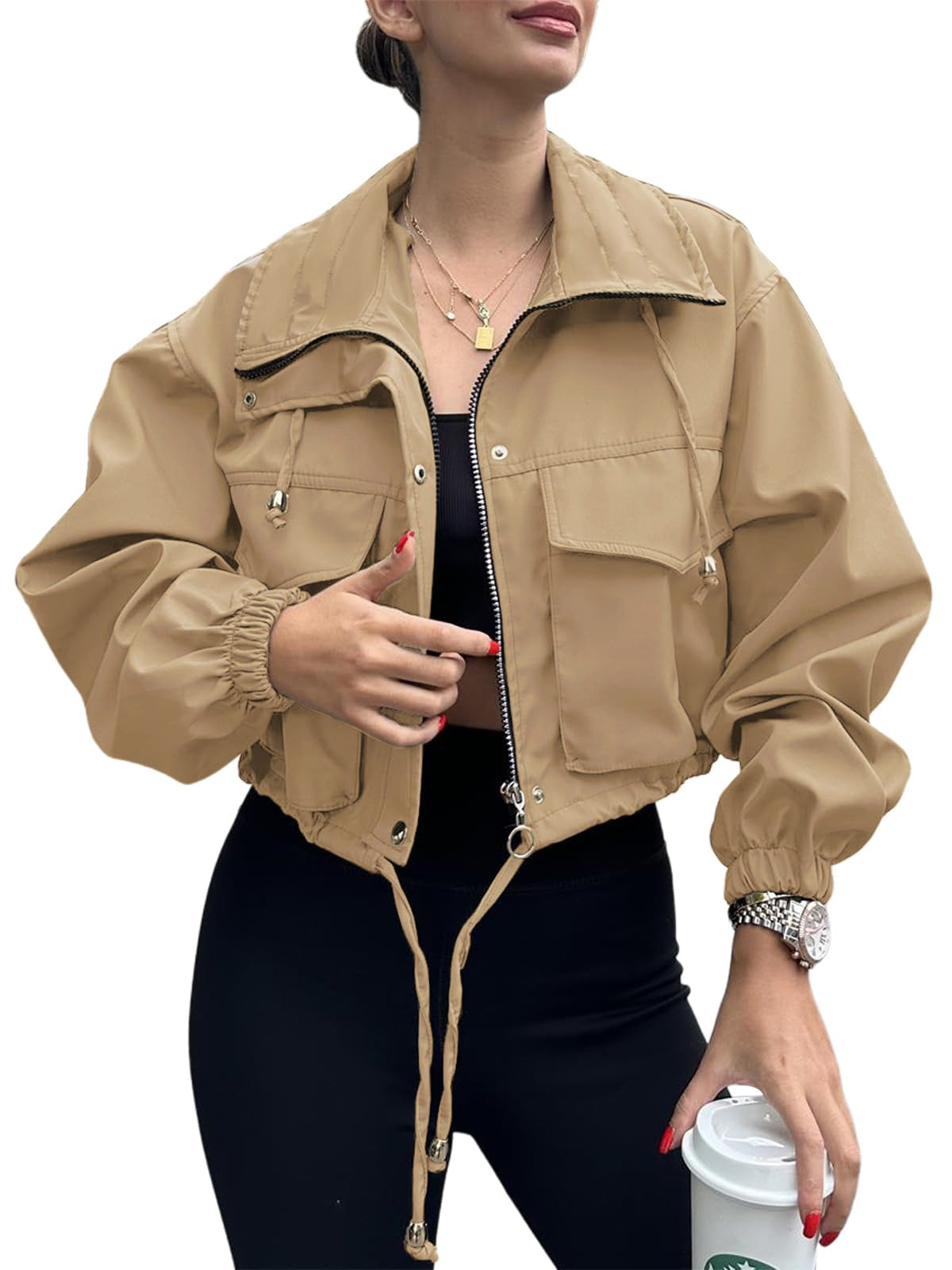 Solid Color Short Zipper Jacket