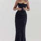 Off-The-Shoulder Slimming Fishbone Silk Gown | Ajanka Inc.