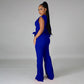 One Shoulder Bell Bottoms Jumpsuit