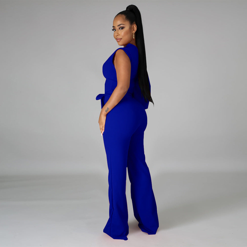 One Shoulder Bell Bottoms Jumpsuit