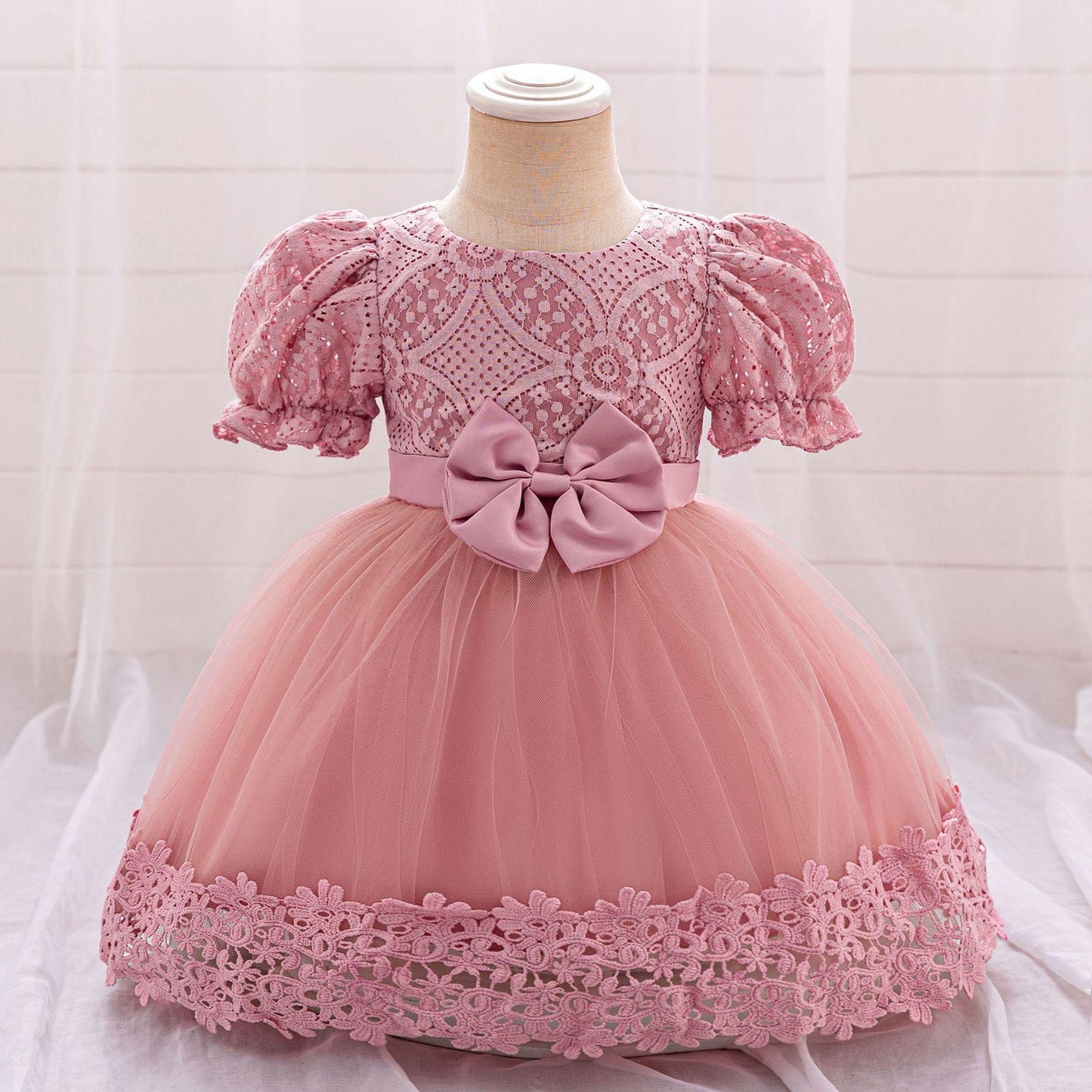 Baby Girl's Embroidered Bow Dress