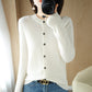 Backed Round Neck Knitted Cardigan For Women