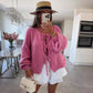 Short Sleeve Hollow Casual Knitted Bow Lace Up Cardigan For Women