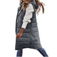 Solid Color Sleeveless Down Long Winter Jacket