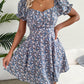 Ladies Floral Shirring Dress