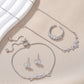Exquisite Zircon Silver Flower Necklace Set