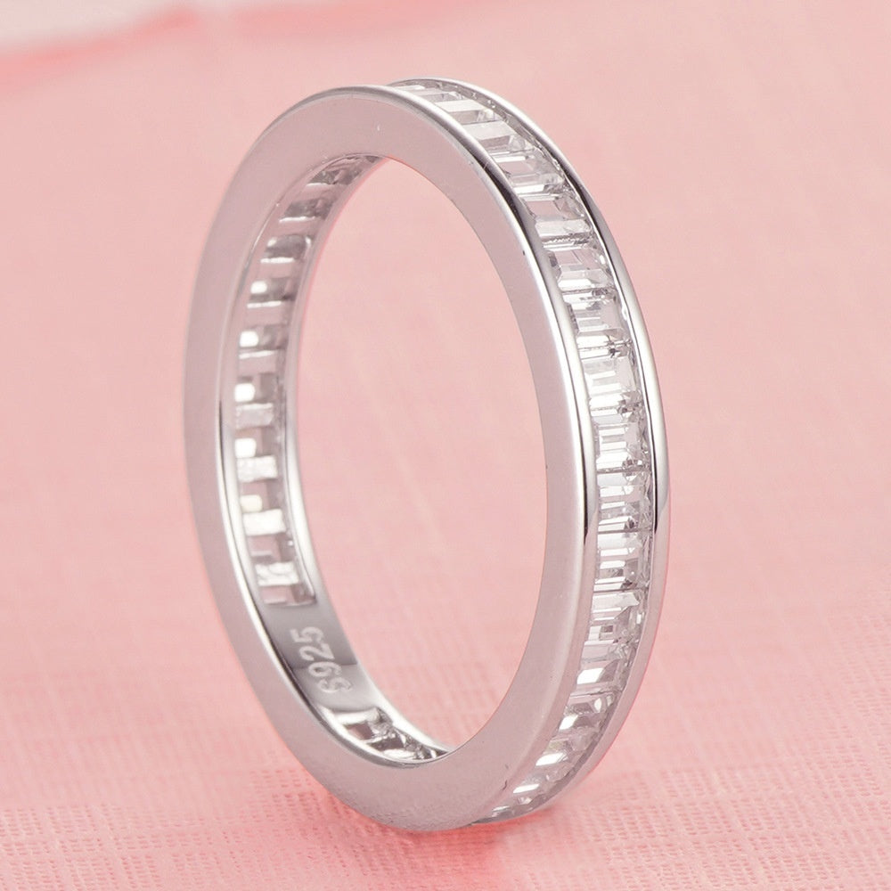 Sterling Silver Diamond-studded Ring