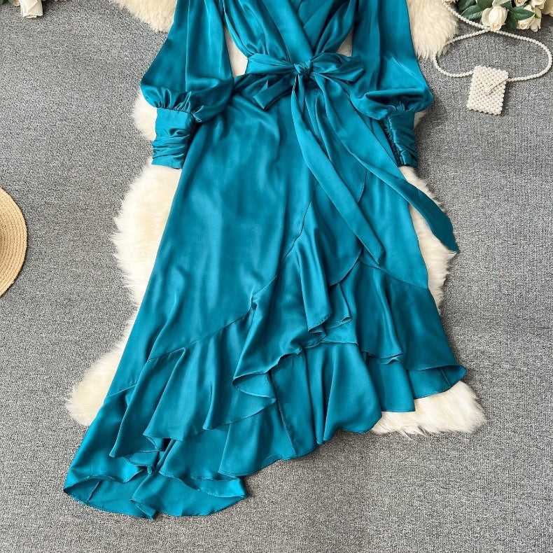 Ladies Long Sleeve Ruffles Dress