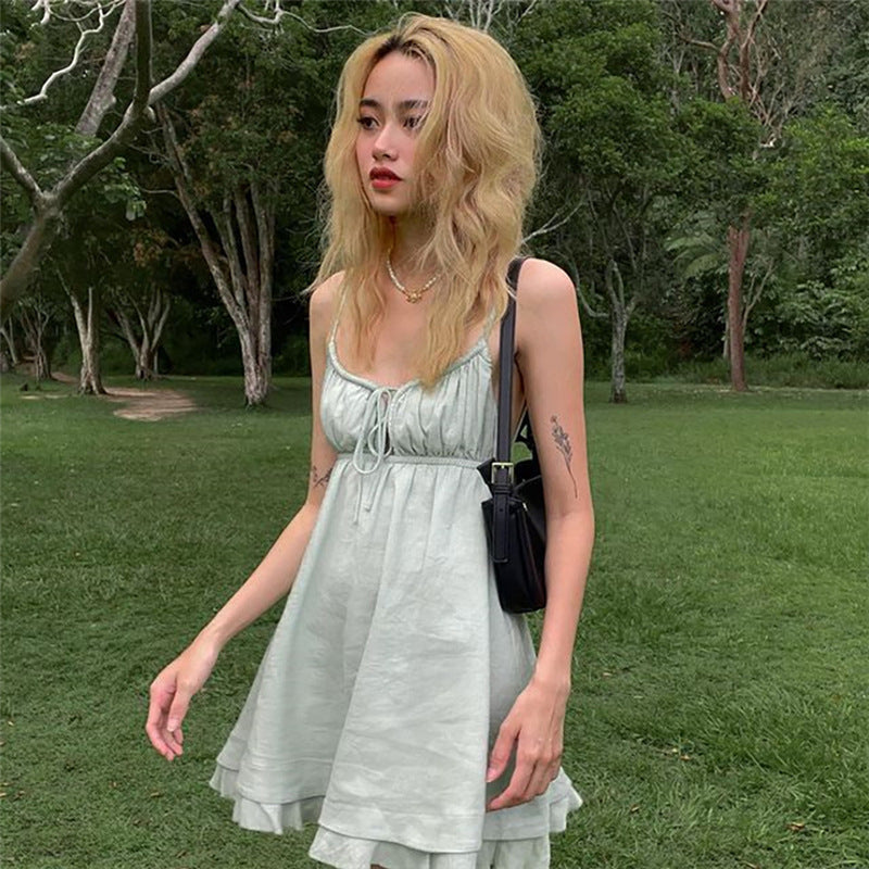 Lotus Leaf Suspender Dress