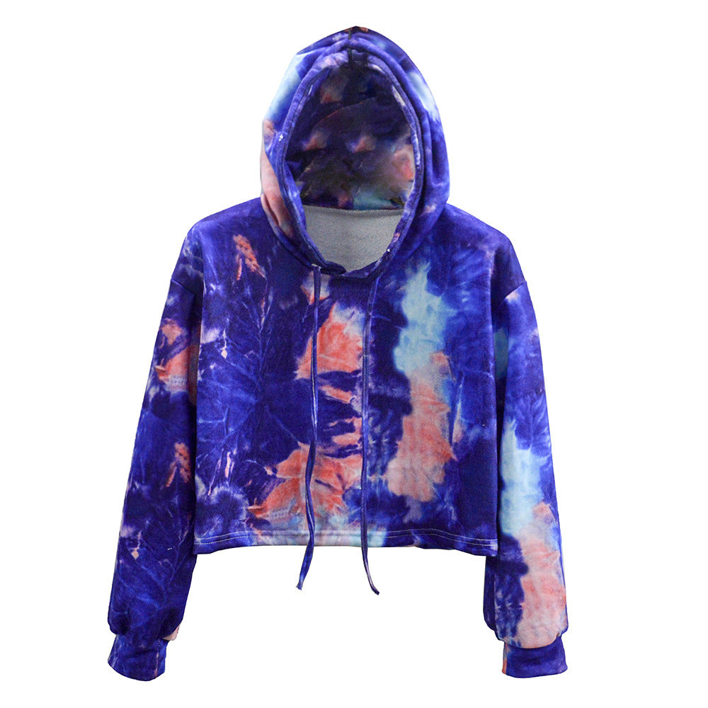Tie-dyed  Hooded Cropped Sweater
