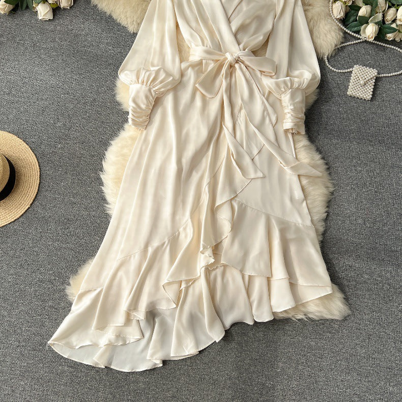 Ladies Long Sleeve Ruffles Dress