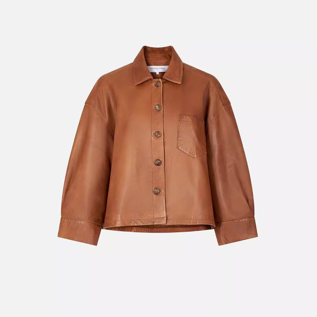 PU Leather 1/2 Coat For Women