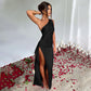 Women's Satin One-shoulder Split Dress