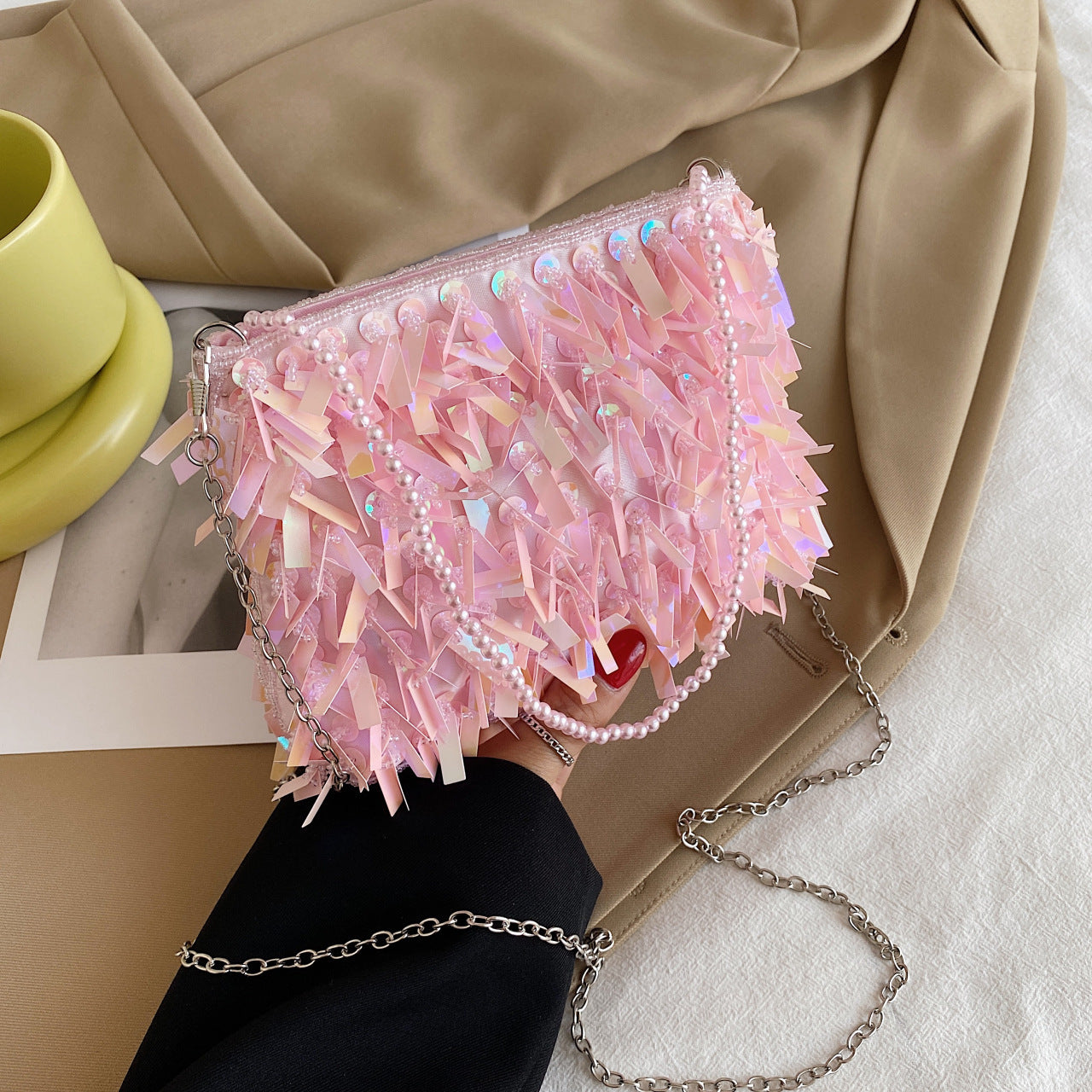Women's Retro Sequin Tassel Evening Bag