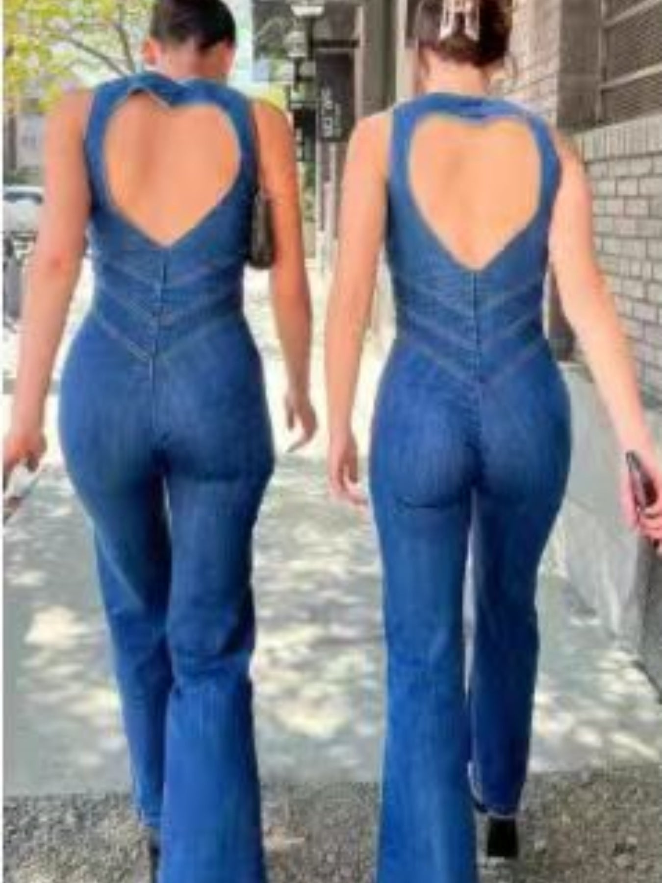 Retro High Waist Denim Jumpsuit